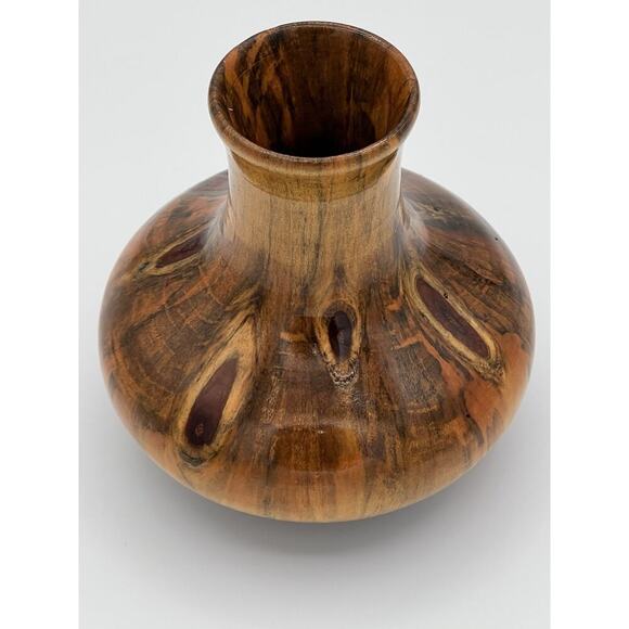 VTG Rare Norfolk Island Pine Hand Turned Wood Vase By D. Van Doren Artist signed - Picture 14 of 16